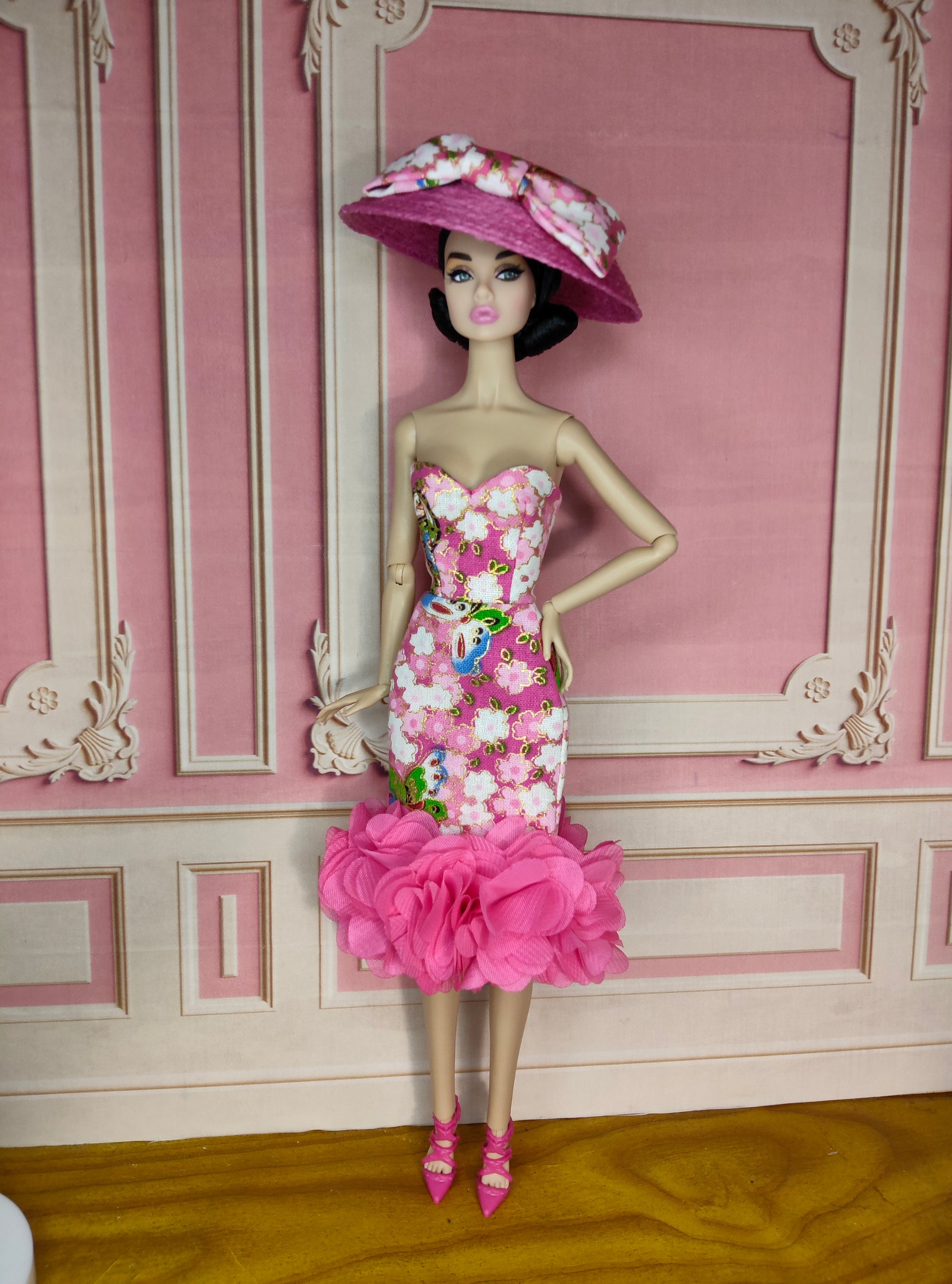 Conjunto de vestido y sombrero para muñecas de 12