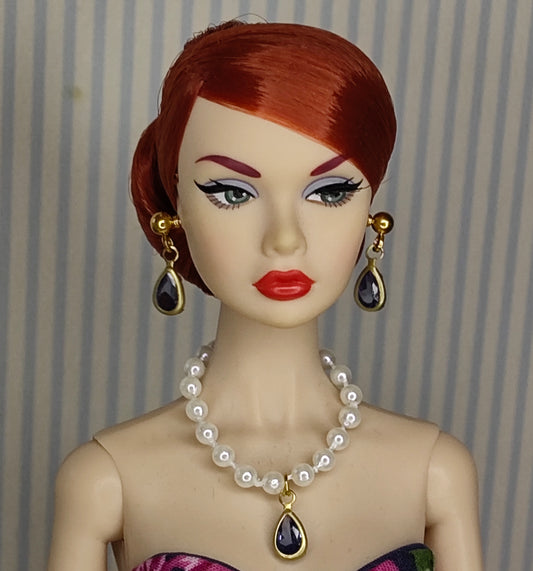 Conjunto " zafiro💧" de joyería para muñecas de 12"